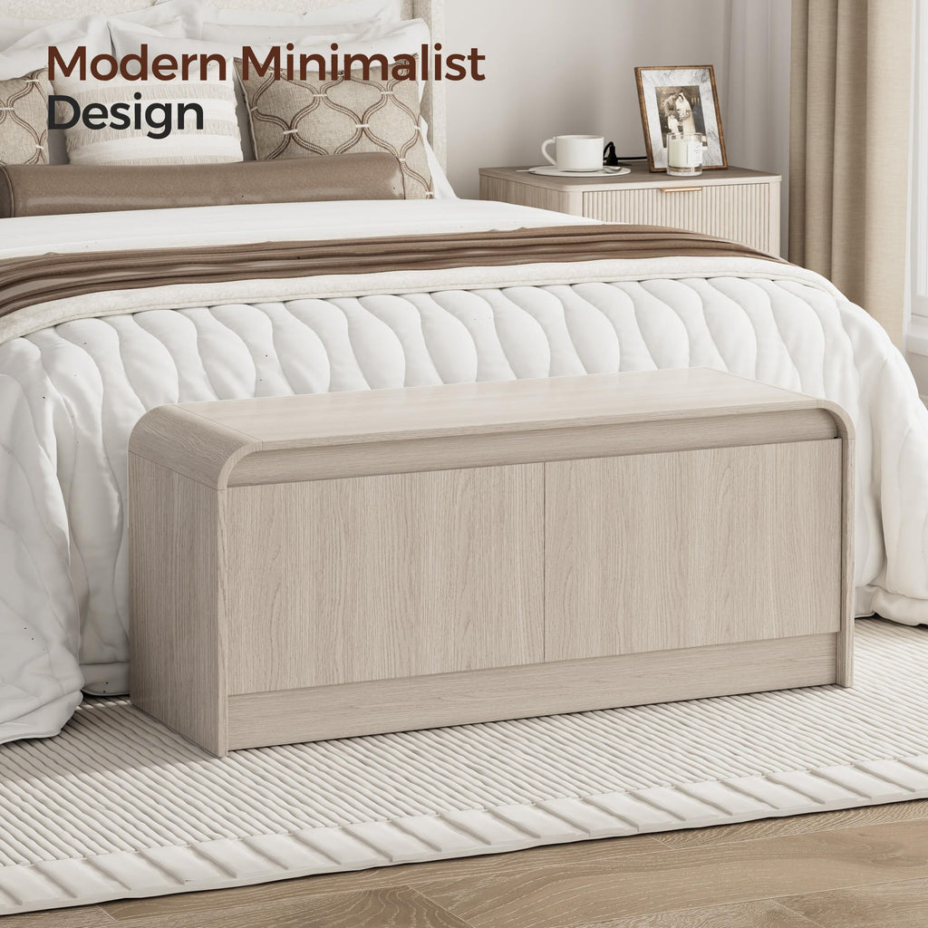 Modern Curved Entryway Shoe Storage Bench