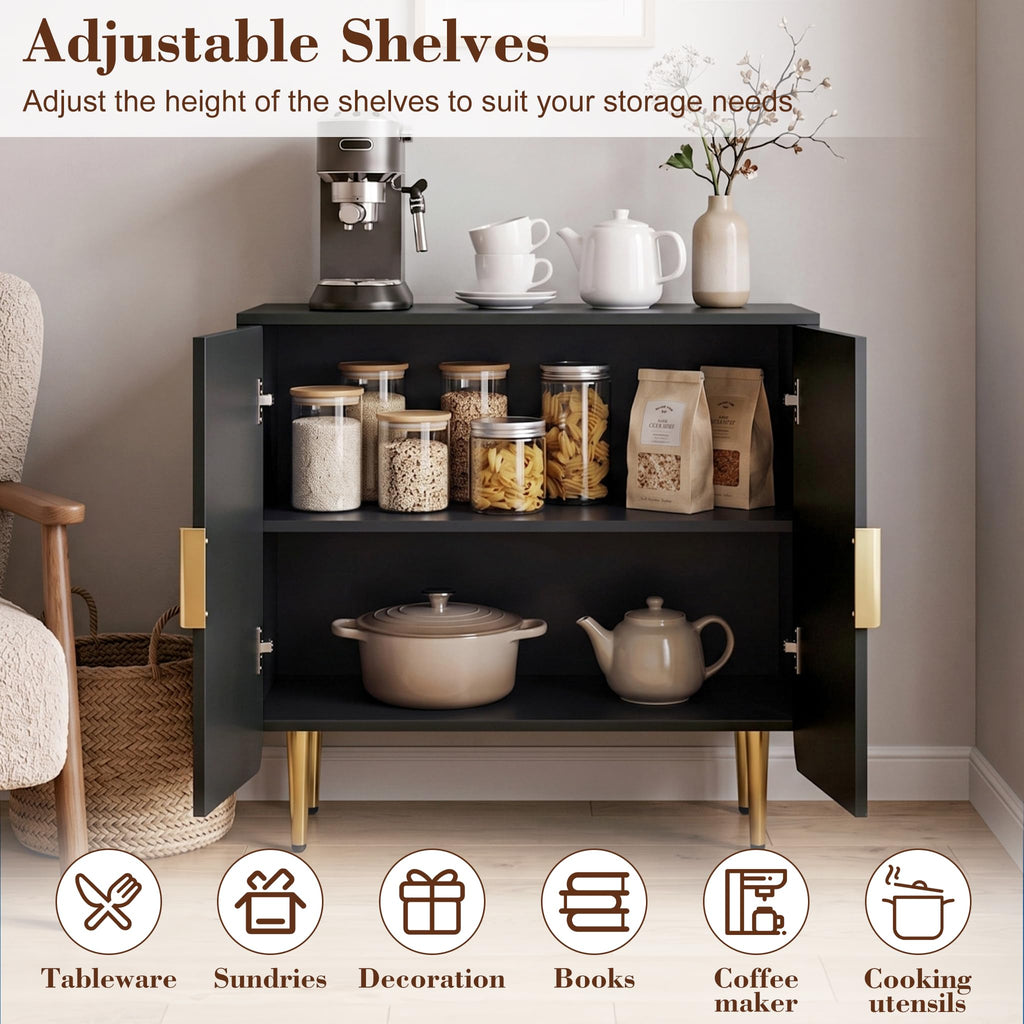 Fluted Buffet Cabinet with Storage, Kitchen Sideboard Cabinet
