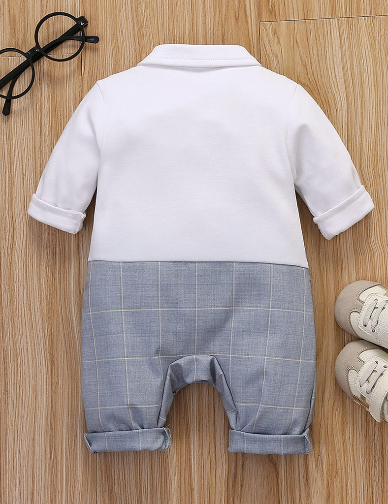 Infant Newborn Baby Toddler Boy Gentleman White Shirt Vest Bowtie Tuxedo Suit Bodysuit Dressy Outfit