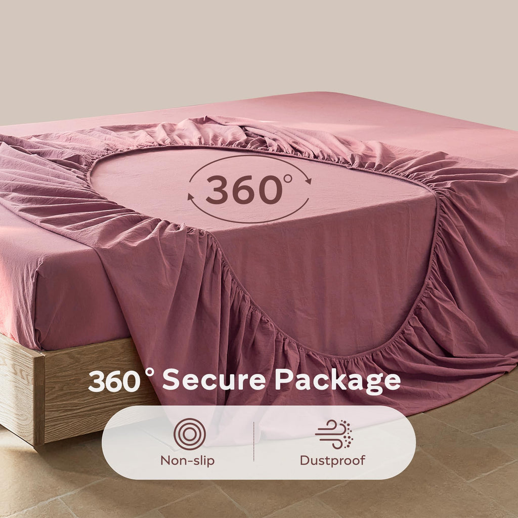 100% Washed Cotton King Fitted Sheet, 16-Inch Deep Pocket