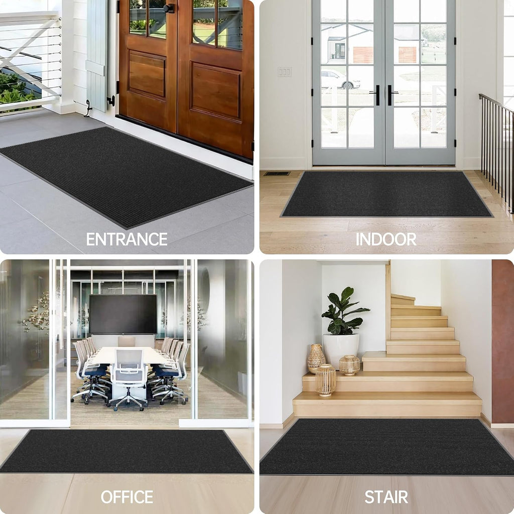 Front Door Mat, 60" x 36" Heavy Duty Indoor Outdoor Doormat | Non-Slip Welcome Mats , Rubber Backing Low Profile