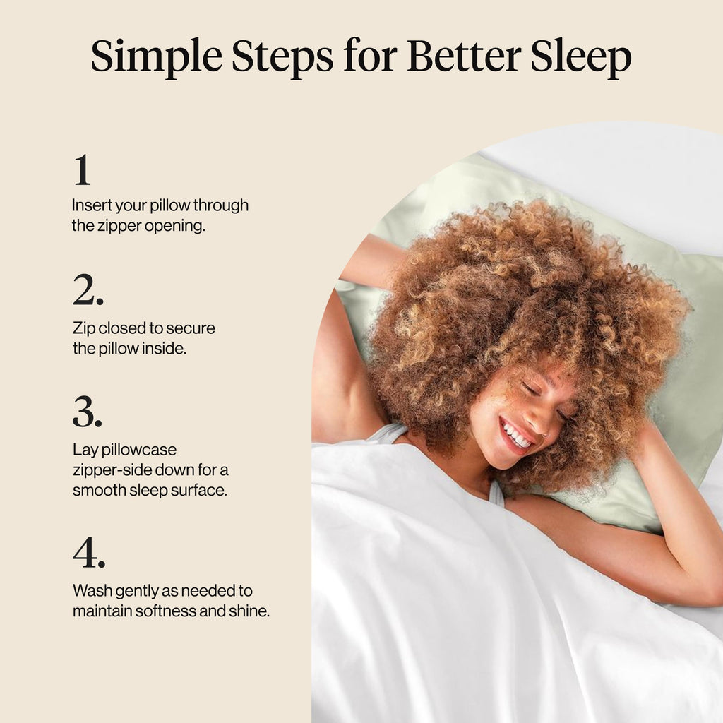 Satin Pillowcase With Zipper - Standard Size, Sage