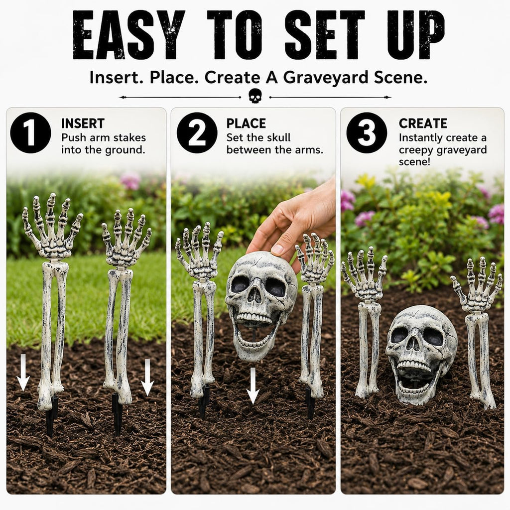 Realistic Skeleton Yard Stakes, Halloween Decorations Outdoor - Set of 3