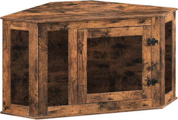 Corner Dog Crate Furniture, Wooden Dog Kennel End Table, Decorative Pet Crate Indoor Use