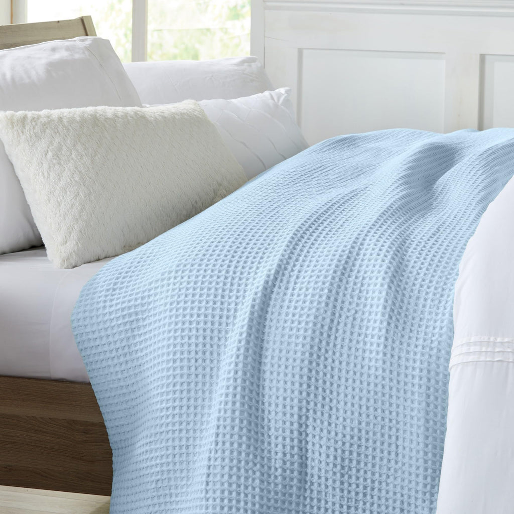 100% Cotton Waffle Weave King Bed Blanket | Soft, Breathable, and Lightweight Blanket for All-Seasons | Perfect for