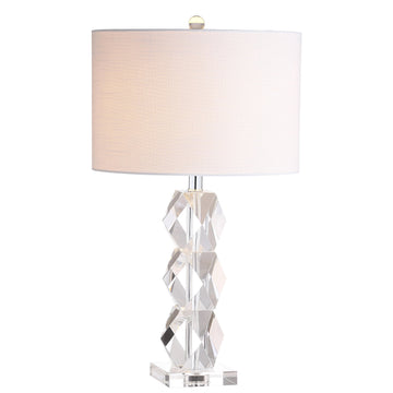 Sofia Faceted Crystal Metal Column Table Lamp 26", Clear