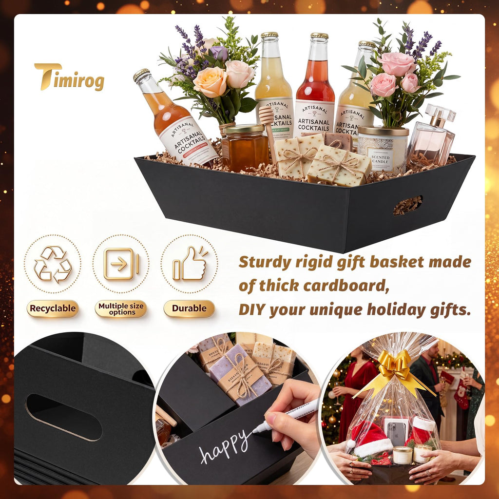 17x13x4"Large Gift Baskets Empty 6 Set Raffle Basket Black