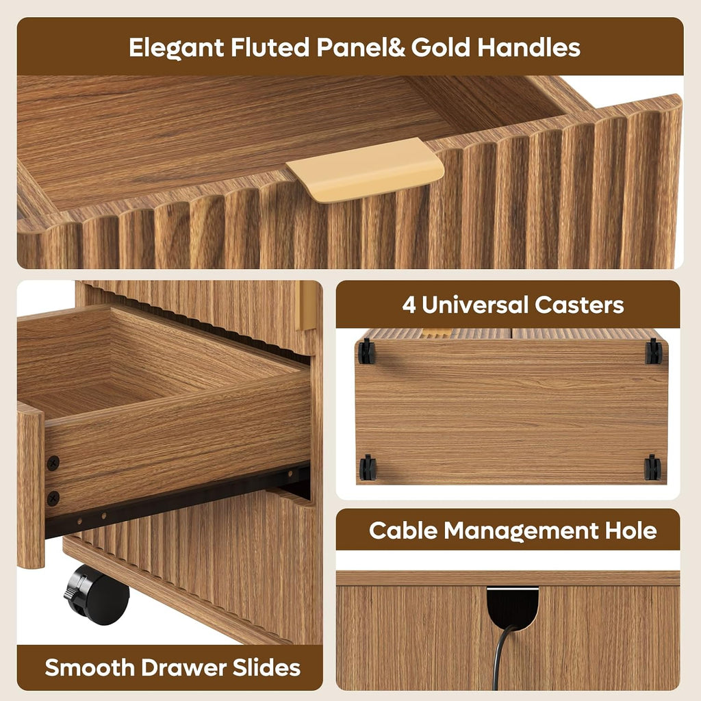 Office Storage Cabinet with 5 Drawer Adjustable Shelf, Brown