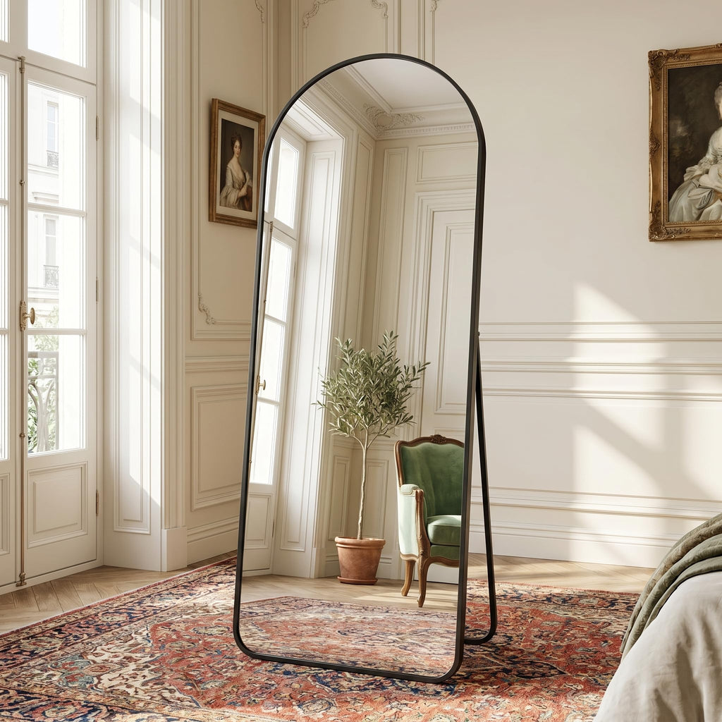 Arched Full Length Mirror, 64"x21" Full Body Mirror with Stand
