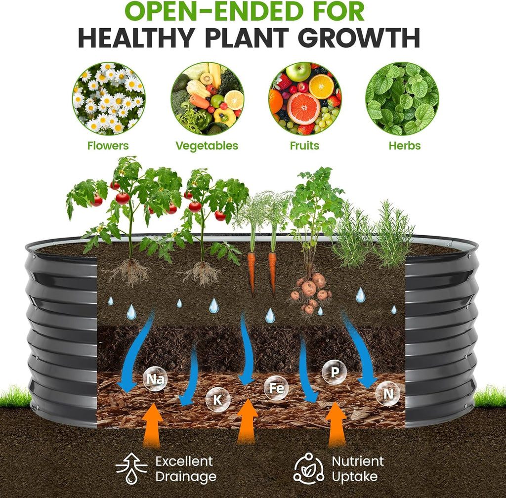 Galvanized Raised Garden Bed,4x2x1.4ft Planter Box for Deep Root Plant 3Pcs | Grey Raised Bed Kit for Gardening with