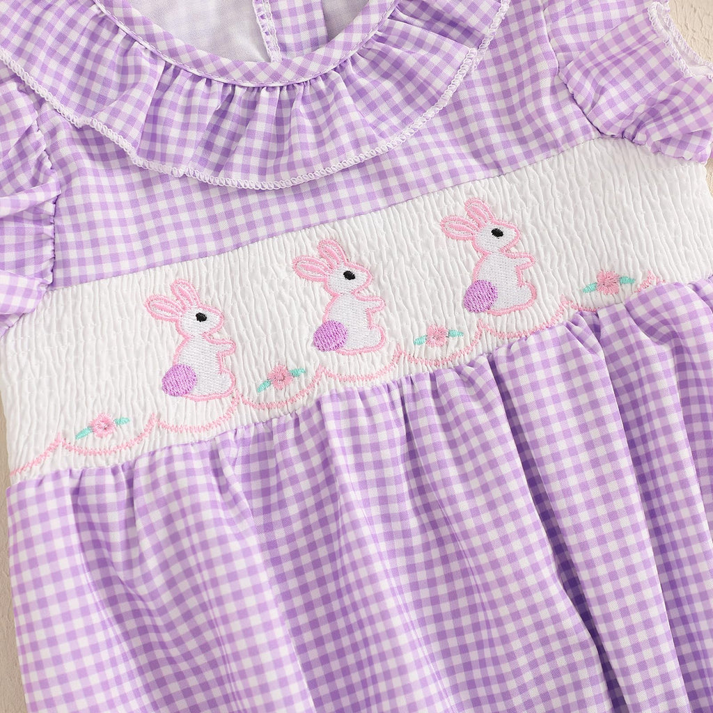 Newborn Baby Girl Easter Outfit Infant Girl Clothes Baby Easter Romper Jumpsuit Summer Baby Girl Clothes (Purple