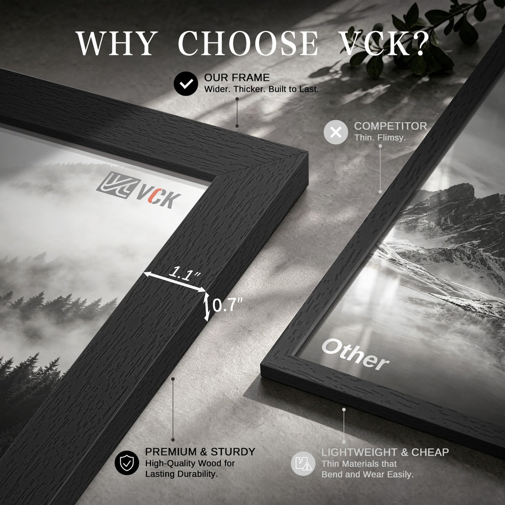 20x30 Frame, Black Wood Poster Frames for Wall Display, 2 Pack