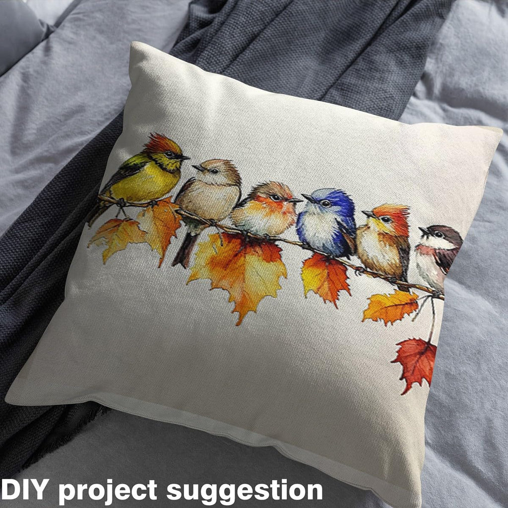 Birds Fabric by The Yard 10 Yards Maple Leaves Rustic Birds Upholstery Fabric Birds On The Branch Decorative