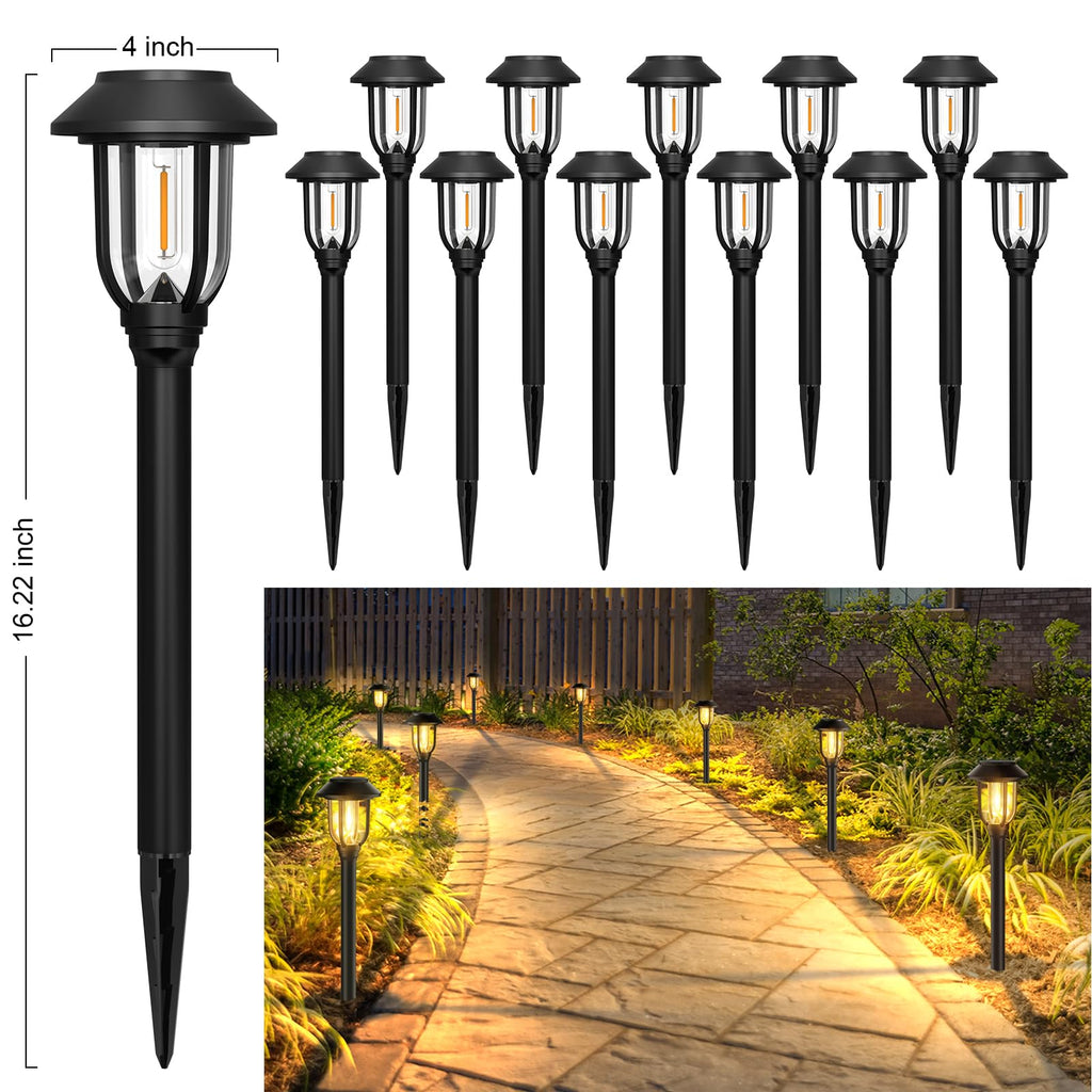 Solar Pathway Lights Outdoor 12 Pack,Warm White Solar Lights Walkway