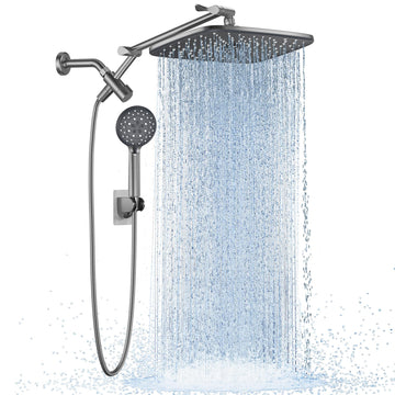 Gunmetal Gray 11.8" High Pressure Shower Head with Handheld, Durable