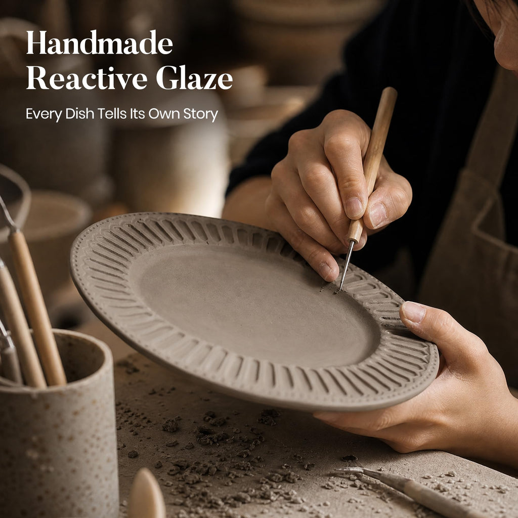 24 Pieces Stoneware Dinnerware Sets for 8, Brown