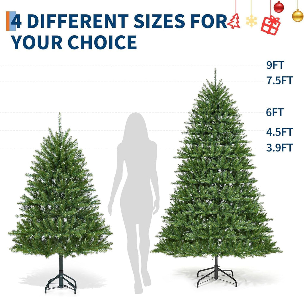 6 ft Artificial Christmas Tree Prelit, PVC Xmas Tree