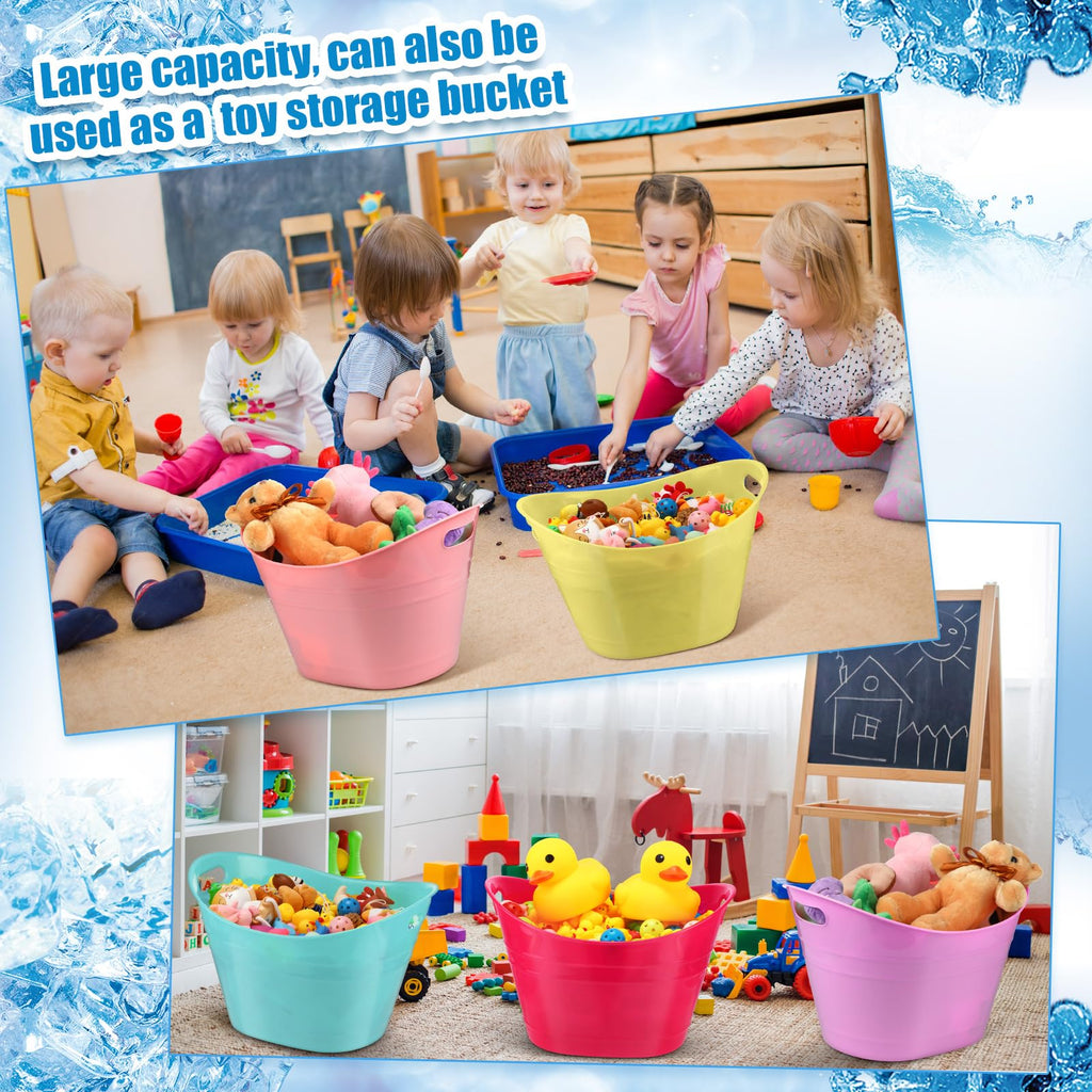 6 Pcs Plastic Ice Buckets with Handles, 18 Liter, Fresh Color