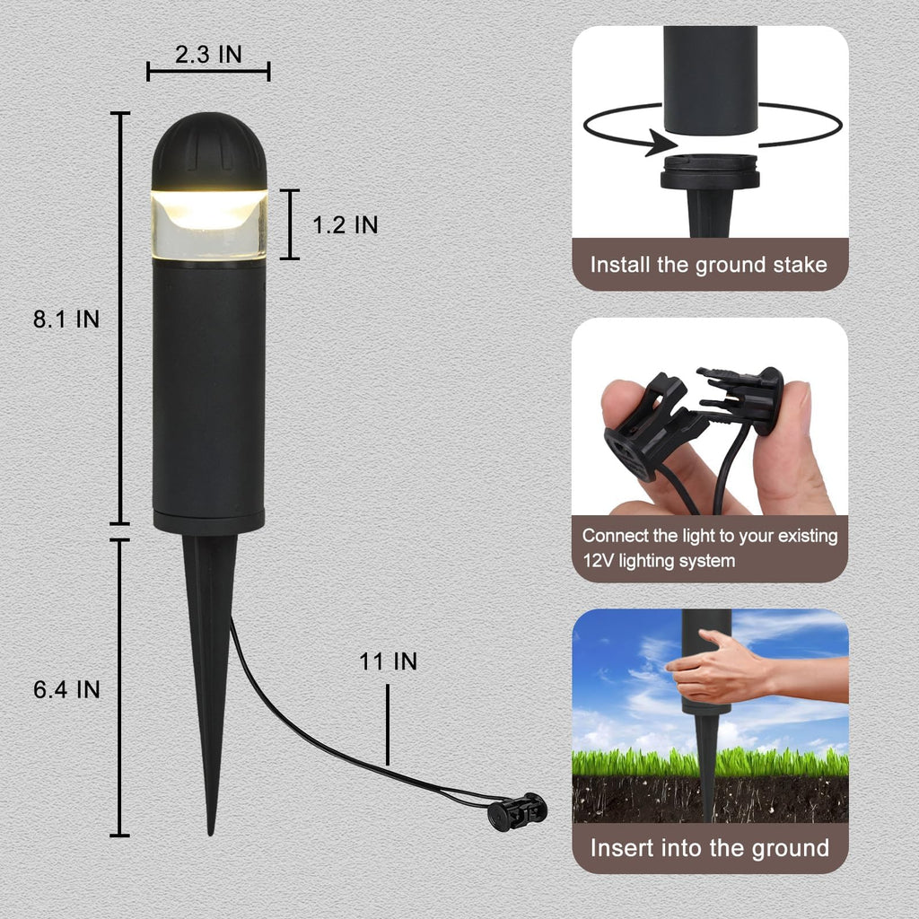 Low Voltage Landscape Lighting Aluminum LED Bollard Lights 2 Pack