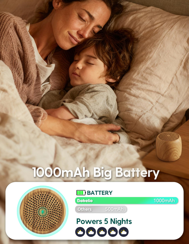 White Noise Sound Machine (Pocket Mini Pro) | 1000mAh Large Battery, 25 Non-looping Sounds for Adults, Kids & Babies