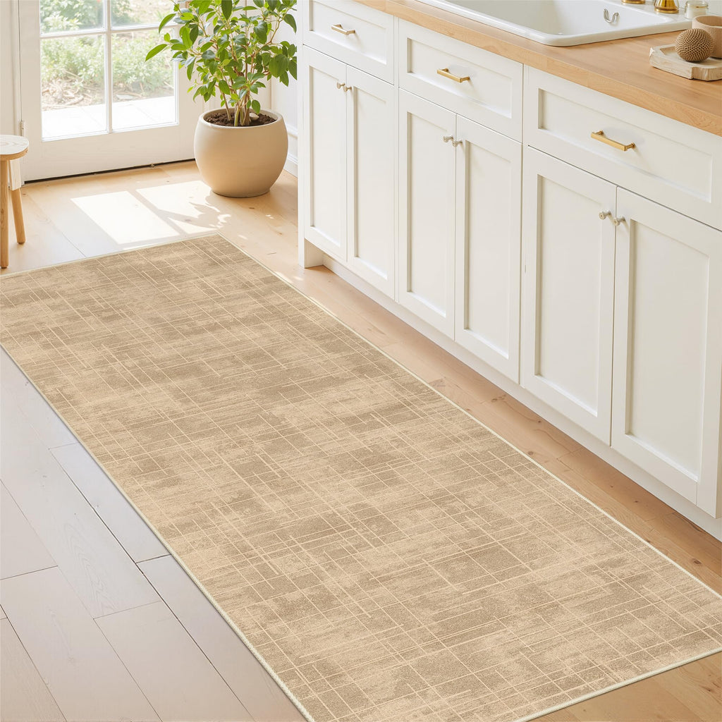 2x6 Runner Rug Non Slip, Washable Hallway Runner Rug, Brown