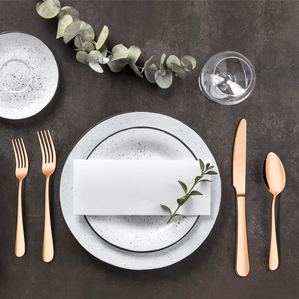 20 Piece Silverware Set, Rose Gold Stainless Steel Cutlery Set for 4