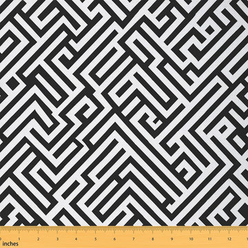 Geometric Abstract Maze Fabric by The Yard 2 Yards Soft