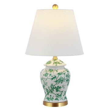 Penelope Ginger Jar 22" LED Table Lamp, White/Green