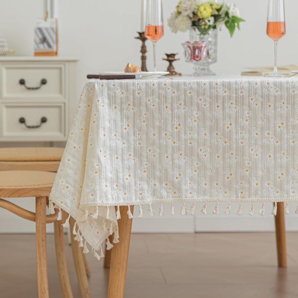 Rectangle Tablecloths Rectangular Cotton Fabric Waterproof Table Cloth Rectangle Table for 6 Foot Fa