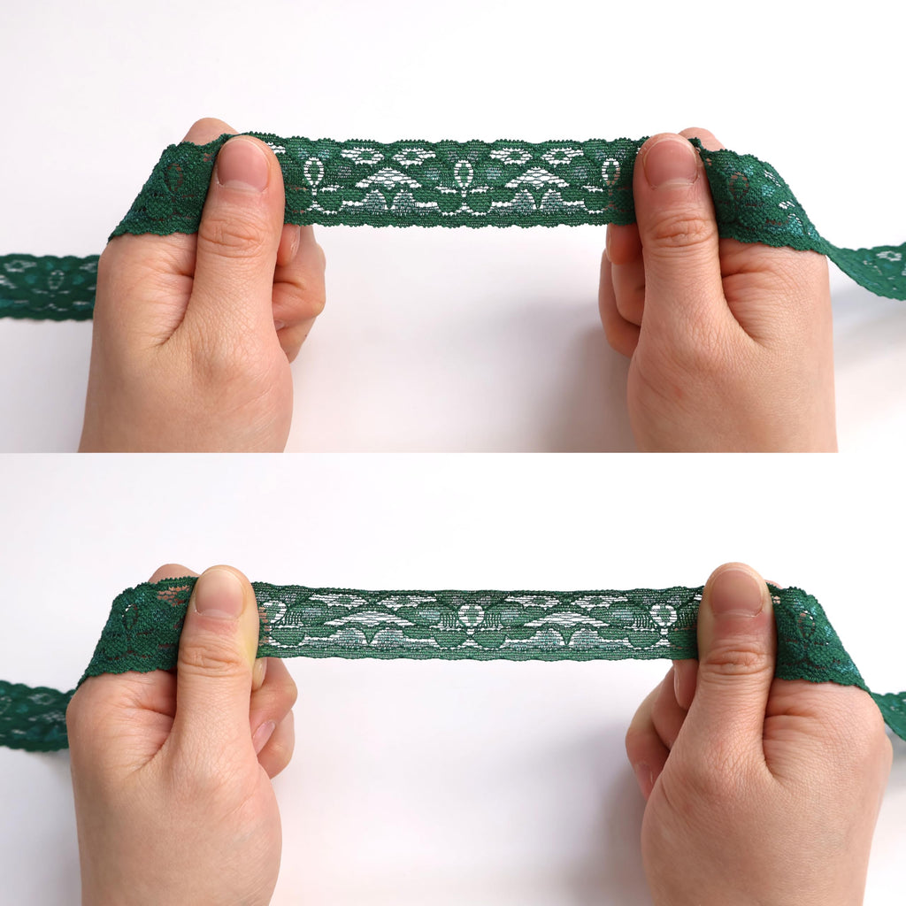 Green Lace Ribbon Elastic lace Fabric 1" Wide x 28 Yards Vintage Pattern Lace Ribbon for Crafts Gift Wrapping Flower