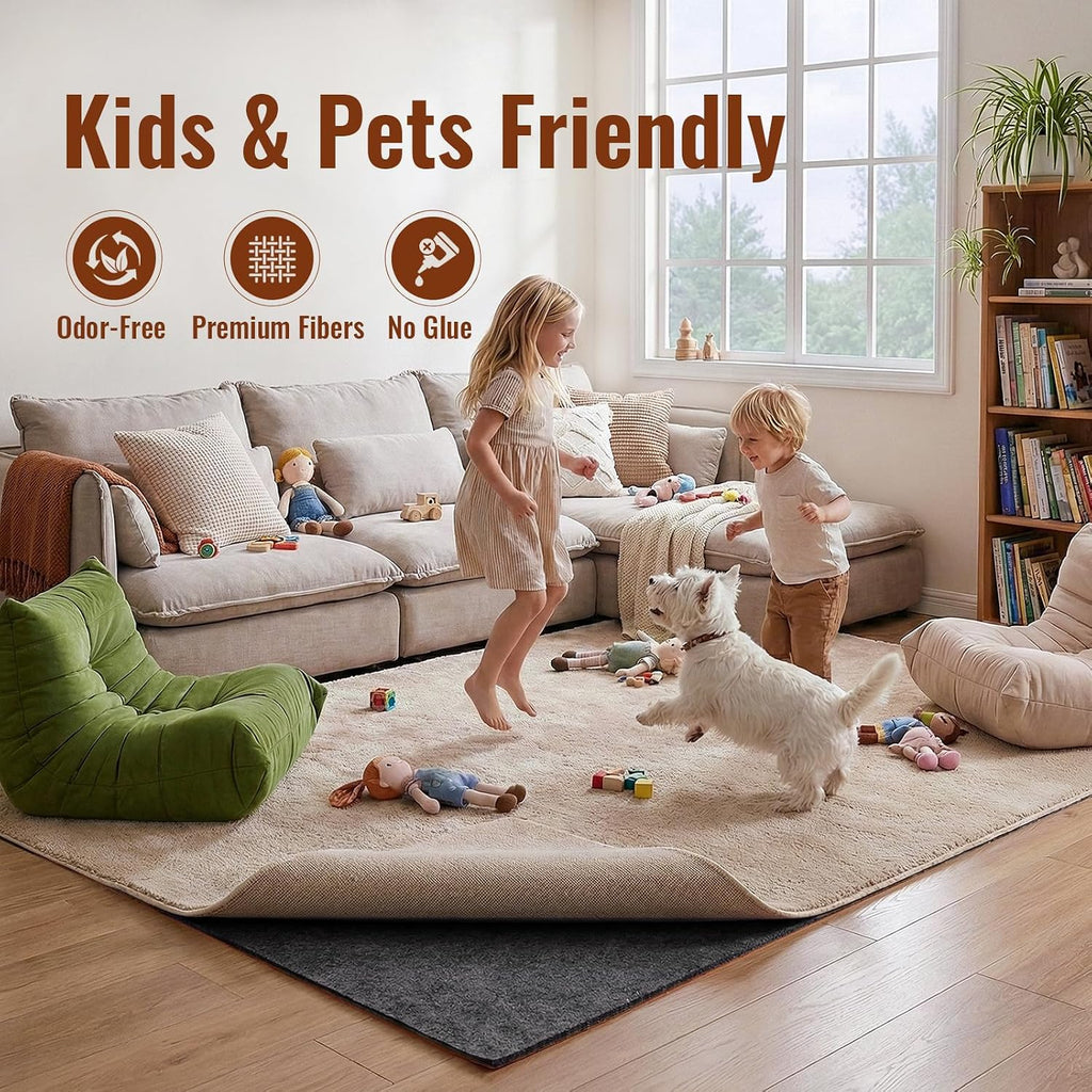 5 x 7 Ft Rug Pad Non-Slip, 1/4" Thick, Rug Gripper for Hardwood Floors, Felt and Natural Rubber Backing, Dual