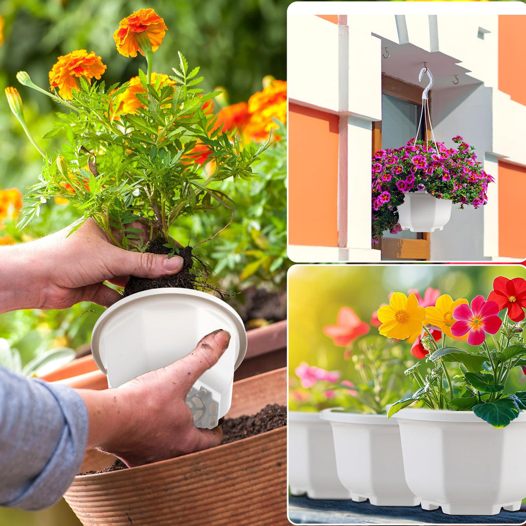 24 Pcs Hanging Planter Pot with Hook, Ceramic White, 5 Inch