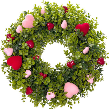 18 Inch Boxwood Valentines Day Heart Wreaths for Front Door