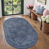 Vintage Dark Blue Oval Area Rug 3x5