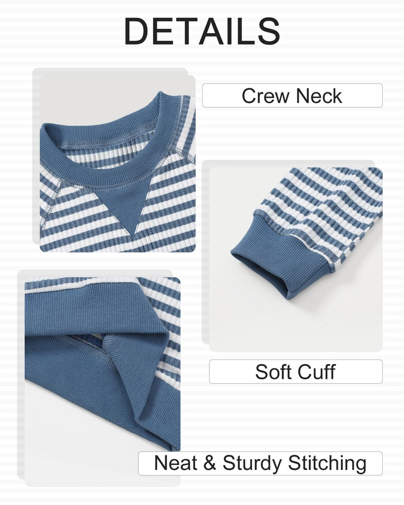 Toddler Boy Fall Clothes Striped Sweatshirt Pants Set Blue