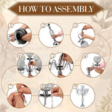 8 Pcs 5 Arm Crystal Candelabra Centerpieces for Table 27 Inch Retro Victorian Crystal Candle Holders Bowl Table