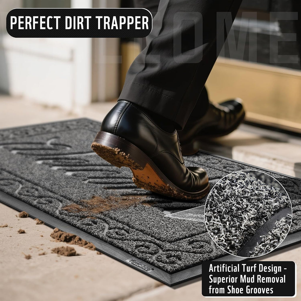 Welcome Mat Outdoor Indoor, Waterproof Heavy Duty Front Door Mat Outside Entrance, Extra Sturdy Non-Slip Doormat, Low