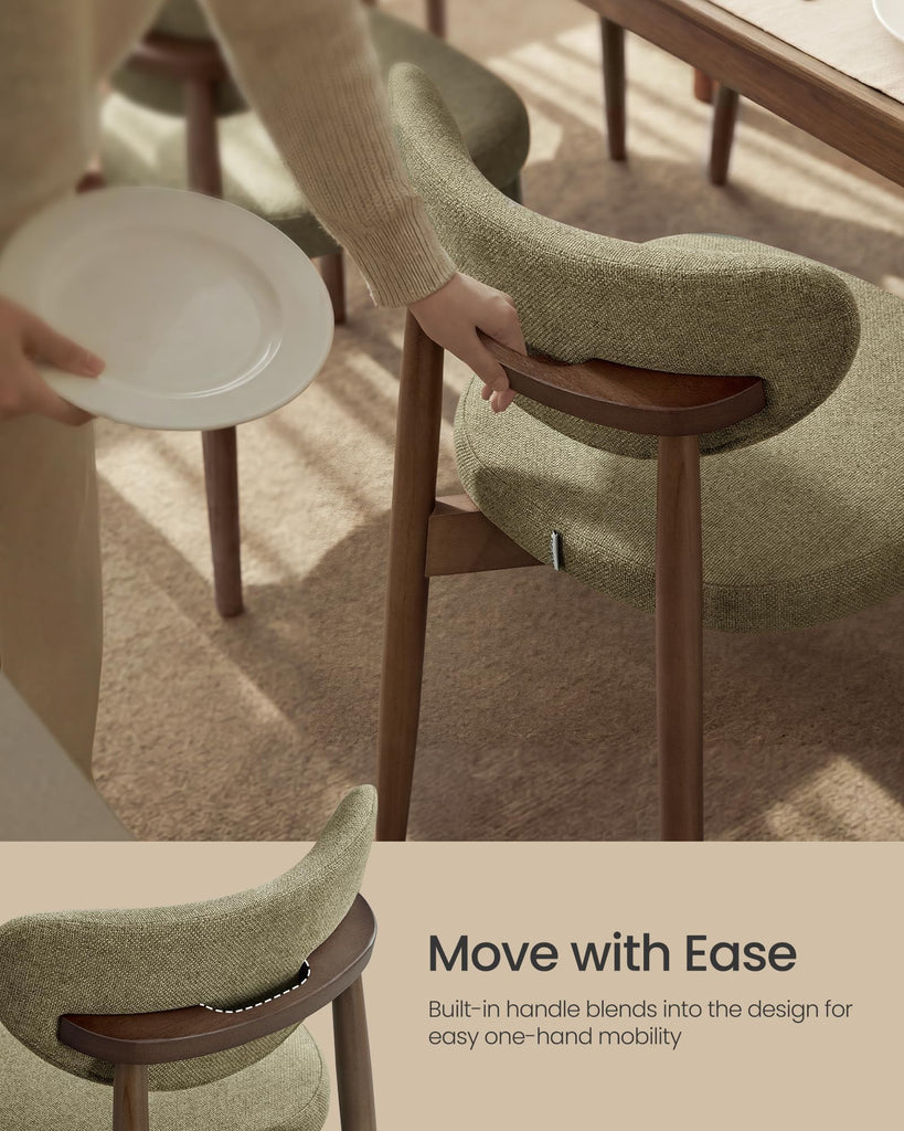 Wooden Set of 2, Upholstered Kitchen Chairs