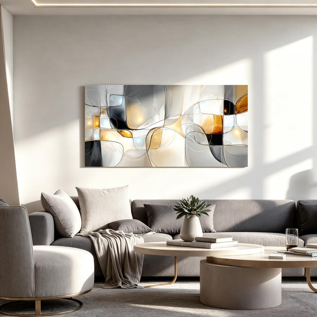 Geometric Abstract Wall Art Decor Modern Gray White Wall Art Prints Canvas Wall Art Decor Office Bathroom Kitchen
