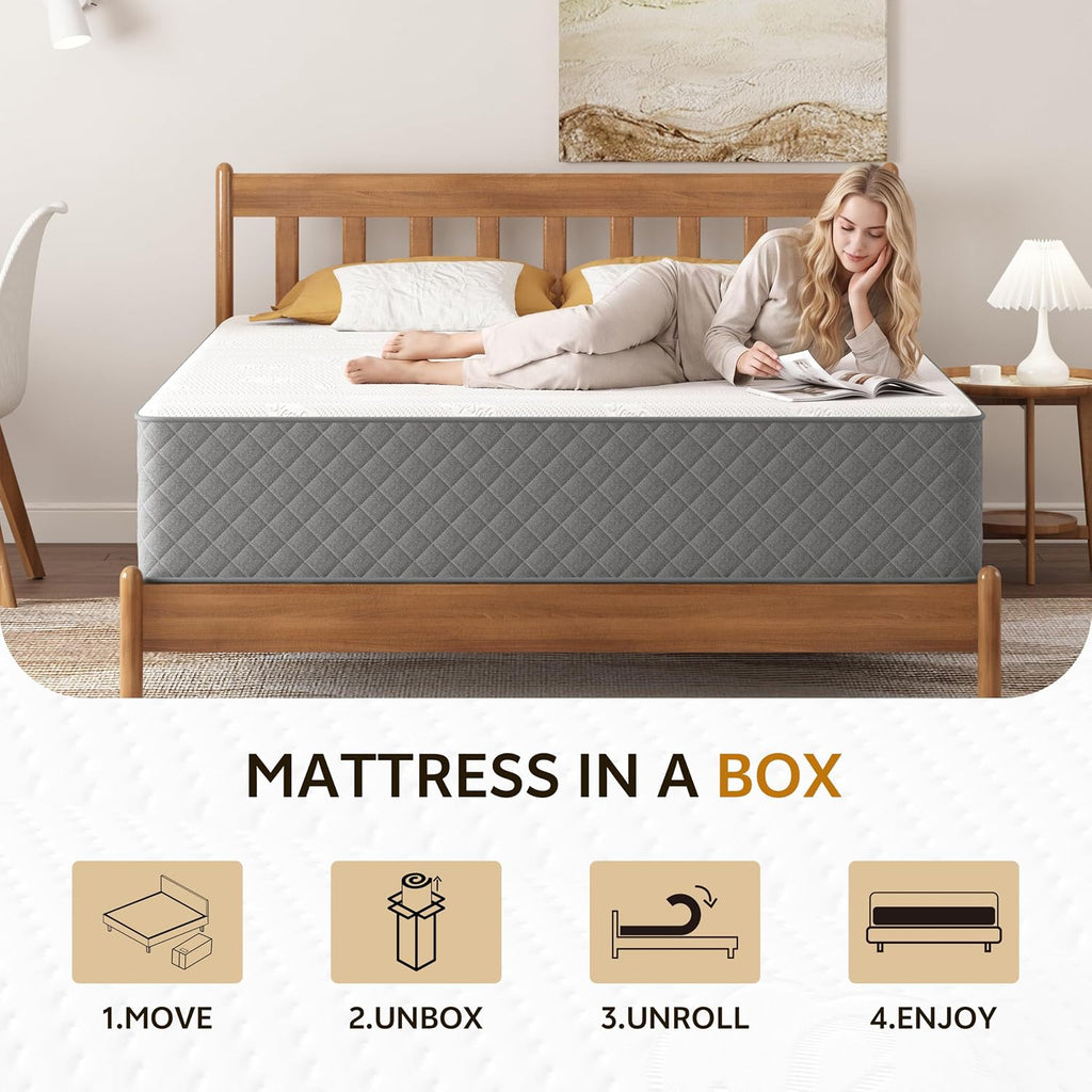 Full Mattress, 12 Inch Cooling-Gel Memory Foam and Pocket Spring Hybrid Mattress, Full Size Mattress in a Box