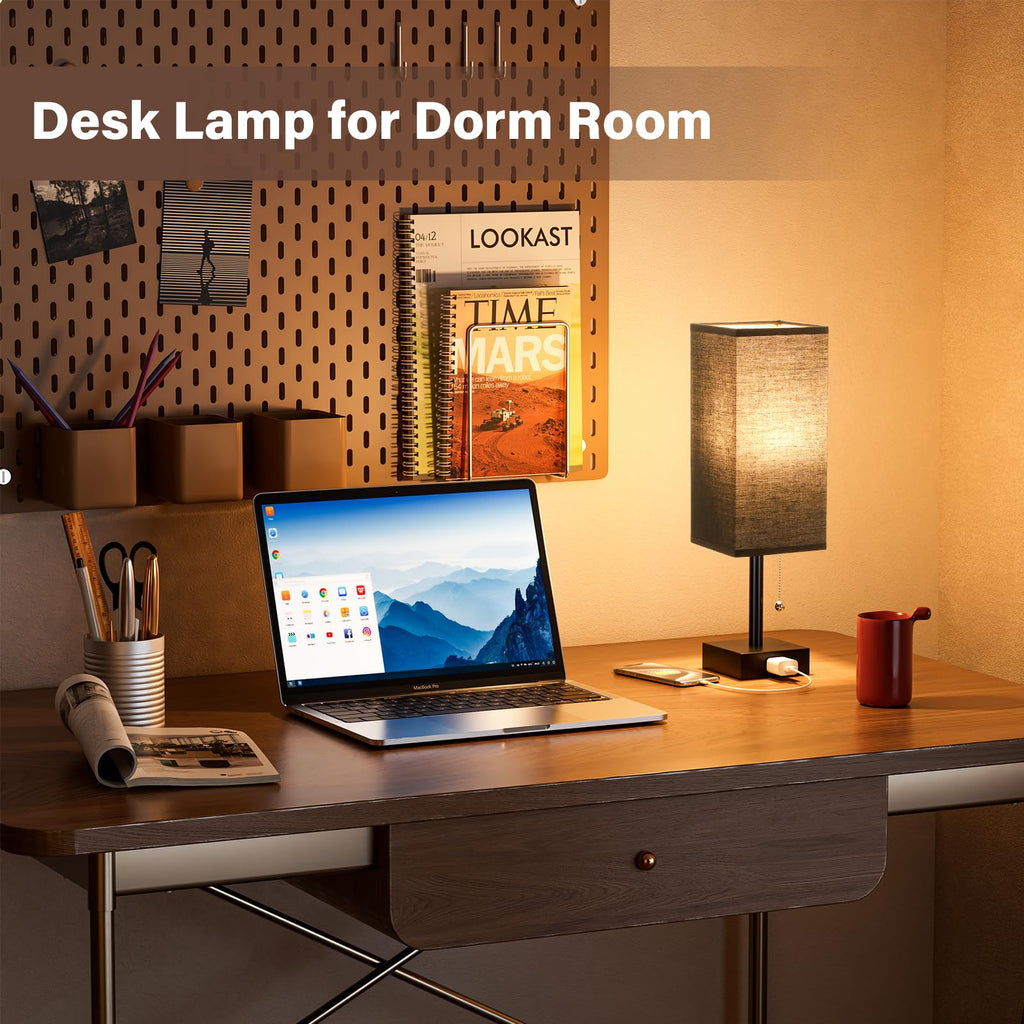 Bedside Lamp Set of 2 - Black Table Lamp for Nightstand