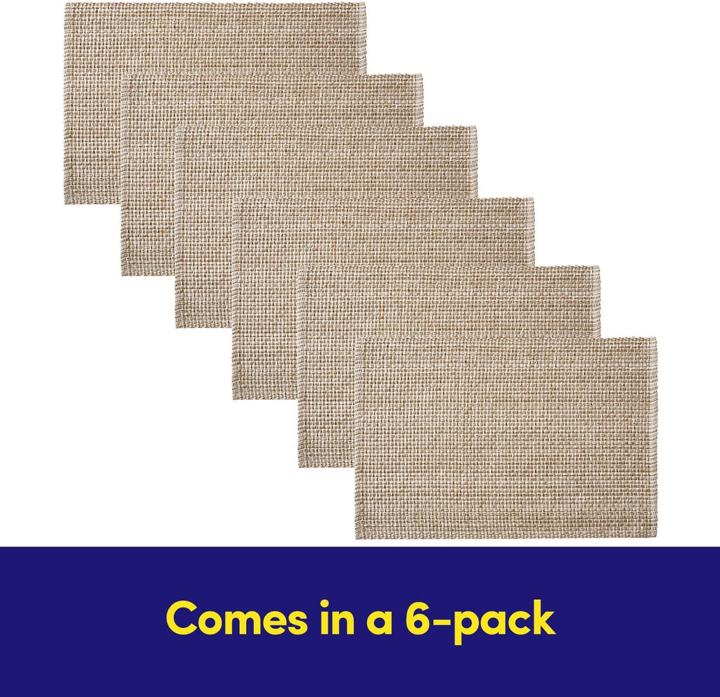 100% Cotton Placemats Rectangle Two Tone Woven Fabric 13" x 19" Soft Durable Table Mat Set, Eggshell - Set of 6