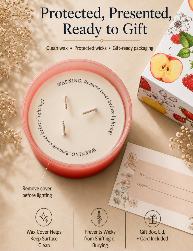 Raspberry Apple Citrus Scented Candle, Fruity 3-Wick Soy Candle, 15.8 Oz