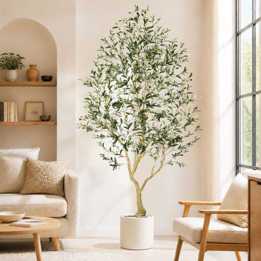 Olive Trees Artificial Indoor 8FT UV Resistant Faux Trees Outdoor