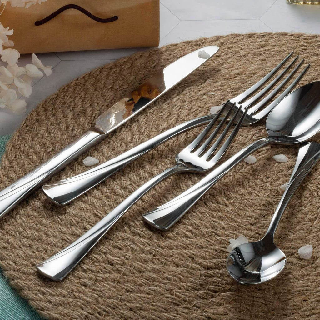 Alice 60-Piece Silverware Set Stainless Steel Flatware Set, Service for 12, Mirror Polished Cutlery Set, Dishwasher Safe