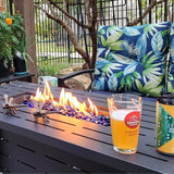 43-Inch Propane Fire Pit Table, 50,000 BTU Outdoor Gas Firepit with Waterproof Cover, Glass Stones, Removable Lid, Cup Holders, 2-in-1 Fire Table for - Image 2