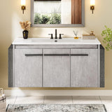 36" Modern Wall Mounted Bathroom Vanity with Sink - White & Gray Cabinet with 2 Soft-Close Doors