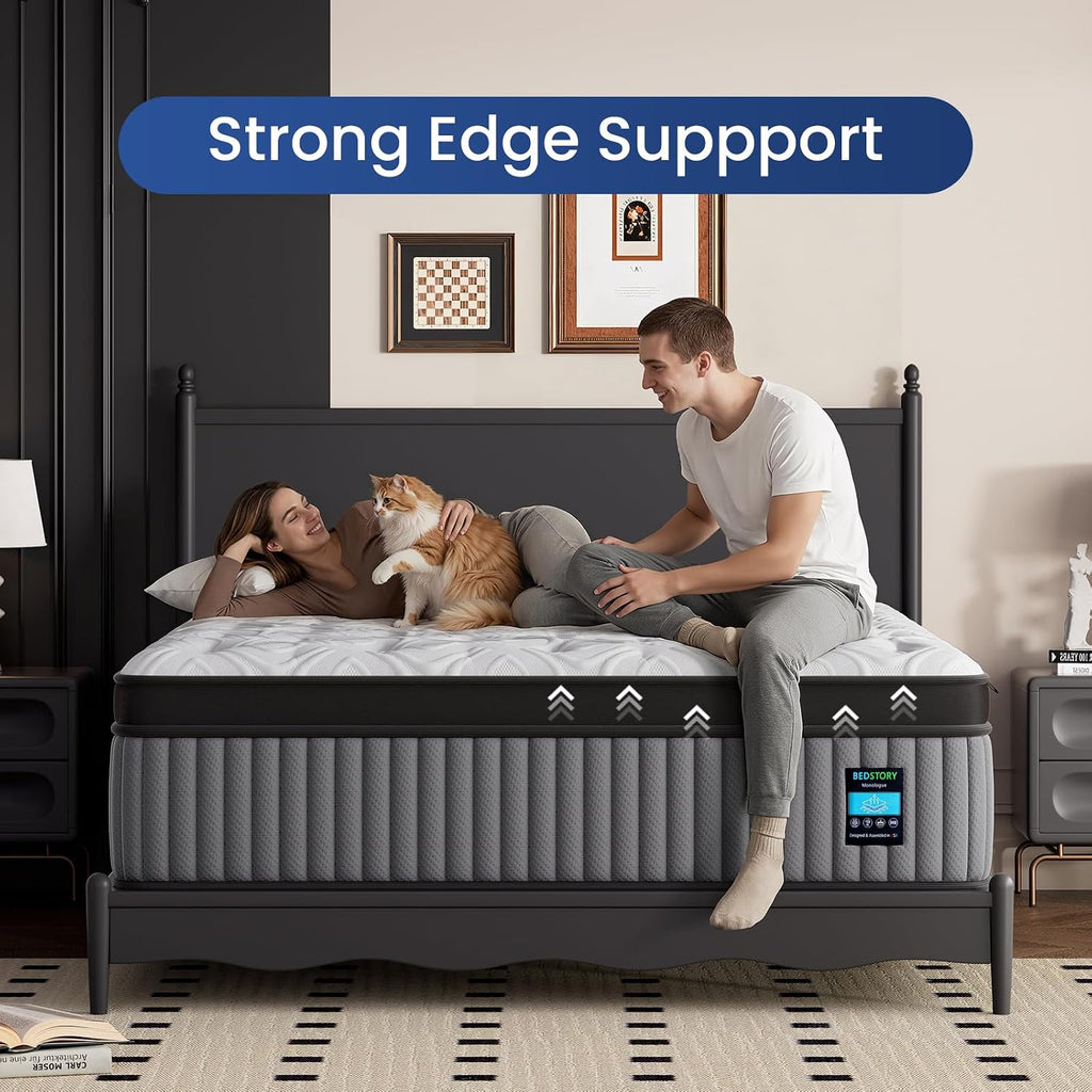 12 Inch Firm Full Mattress, 7-Zone Hybrid Mattress with Extra Lumbar & Hip Support - Deep Sleep Pain Relief Bed in a