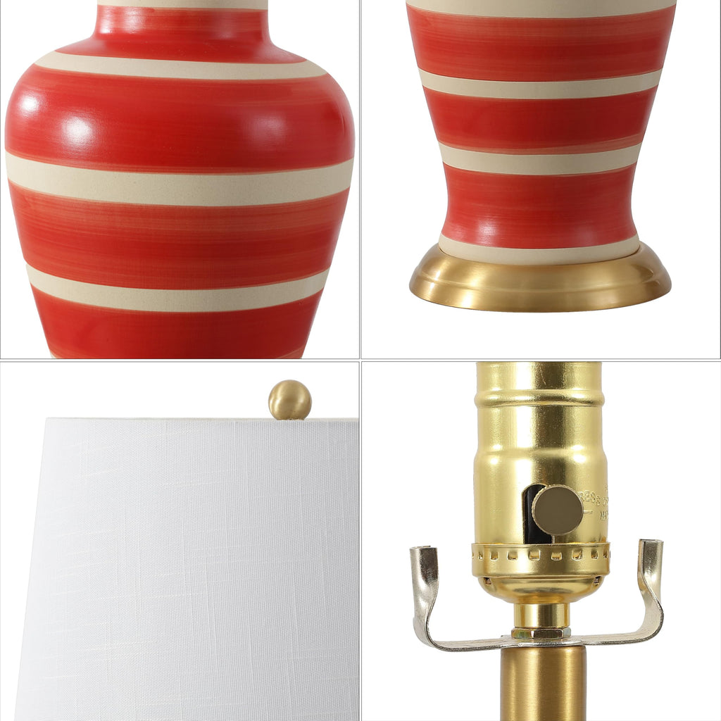 Julian Classic Ceramic Urn Metal LED Table Lamp 29", Red/Beige