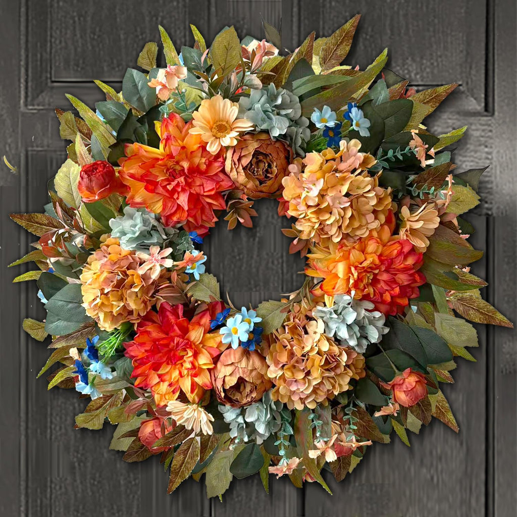 24 Inch Fall Hydrangea Peony Wreath Front Door Wreath